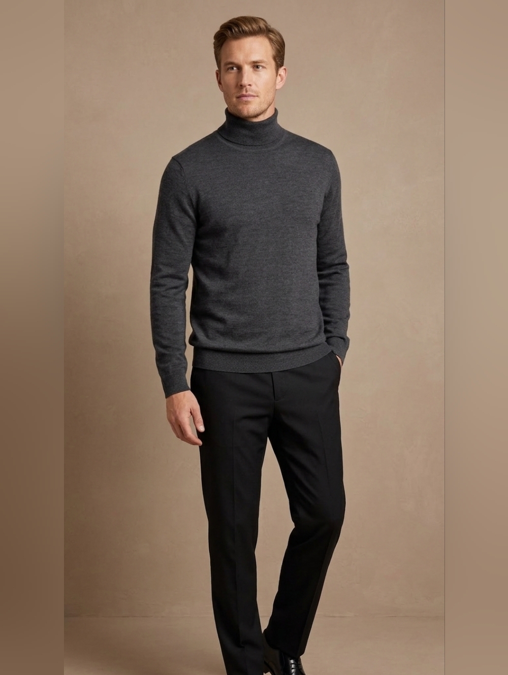 $80 Alfani Mens Merino Wool-Blend Turtleneck Sweater Shirt